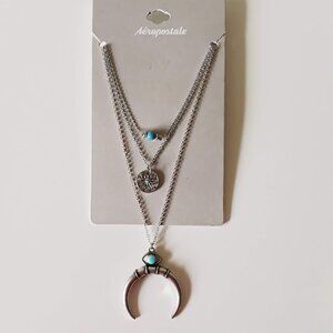 🛒3 for $15 Sale!!  ~AEROPOSTALE~ Moon & Flower with Turquoise Accents Necklace